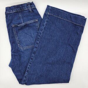 Reformation Women's High Rise Wide Leg Button Fly Jeans Size 31 Blue Boho 90s